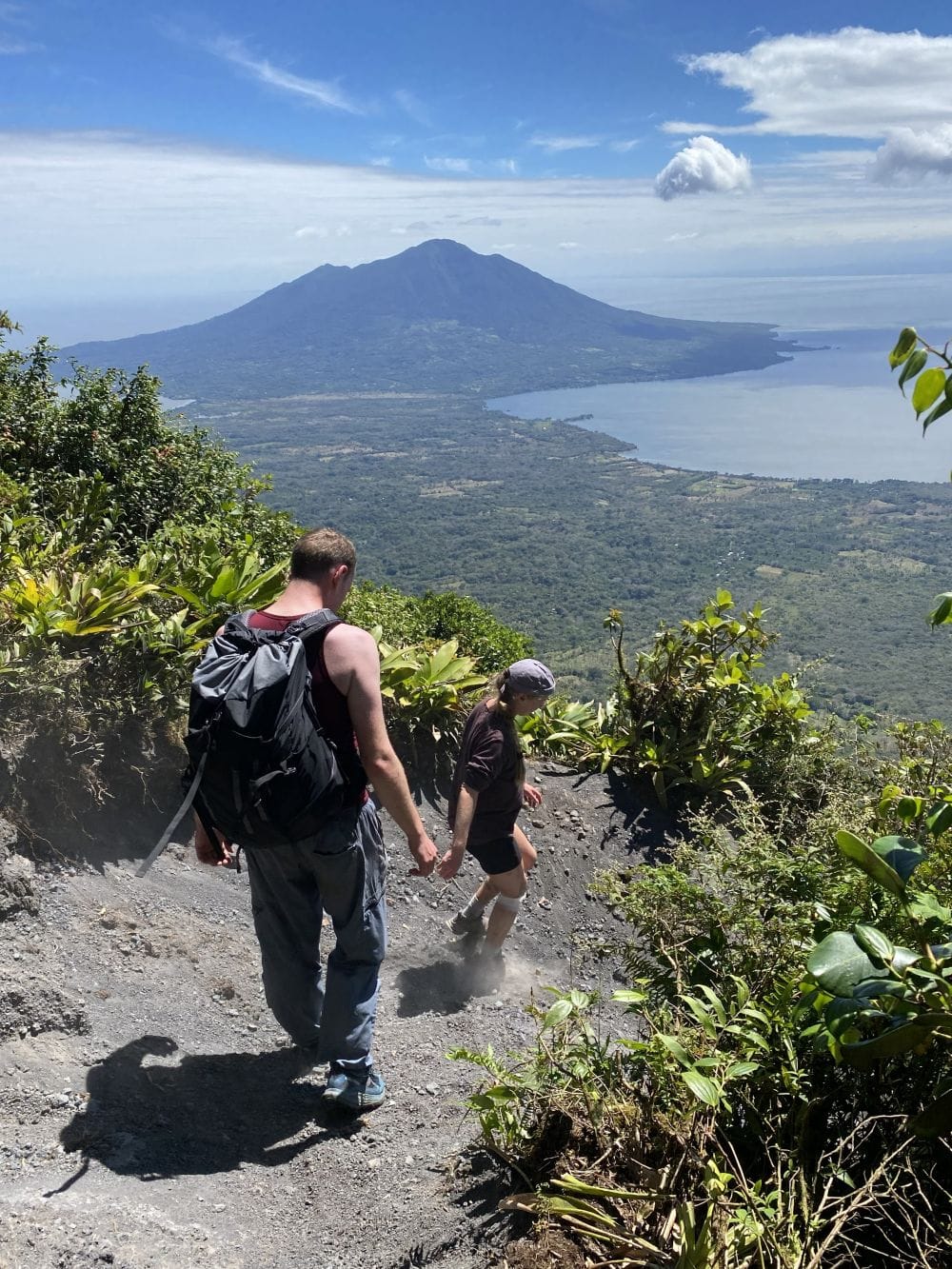 Hiking Concepcion Volcano with view of Maderas Volcano, Lake Nicaragua and the istiam