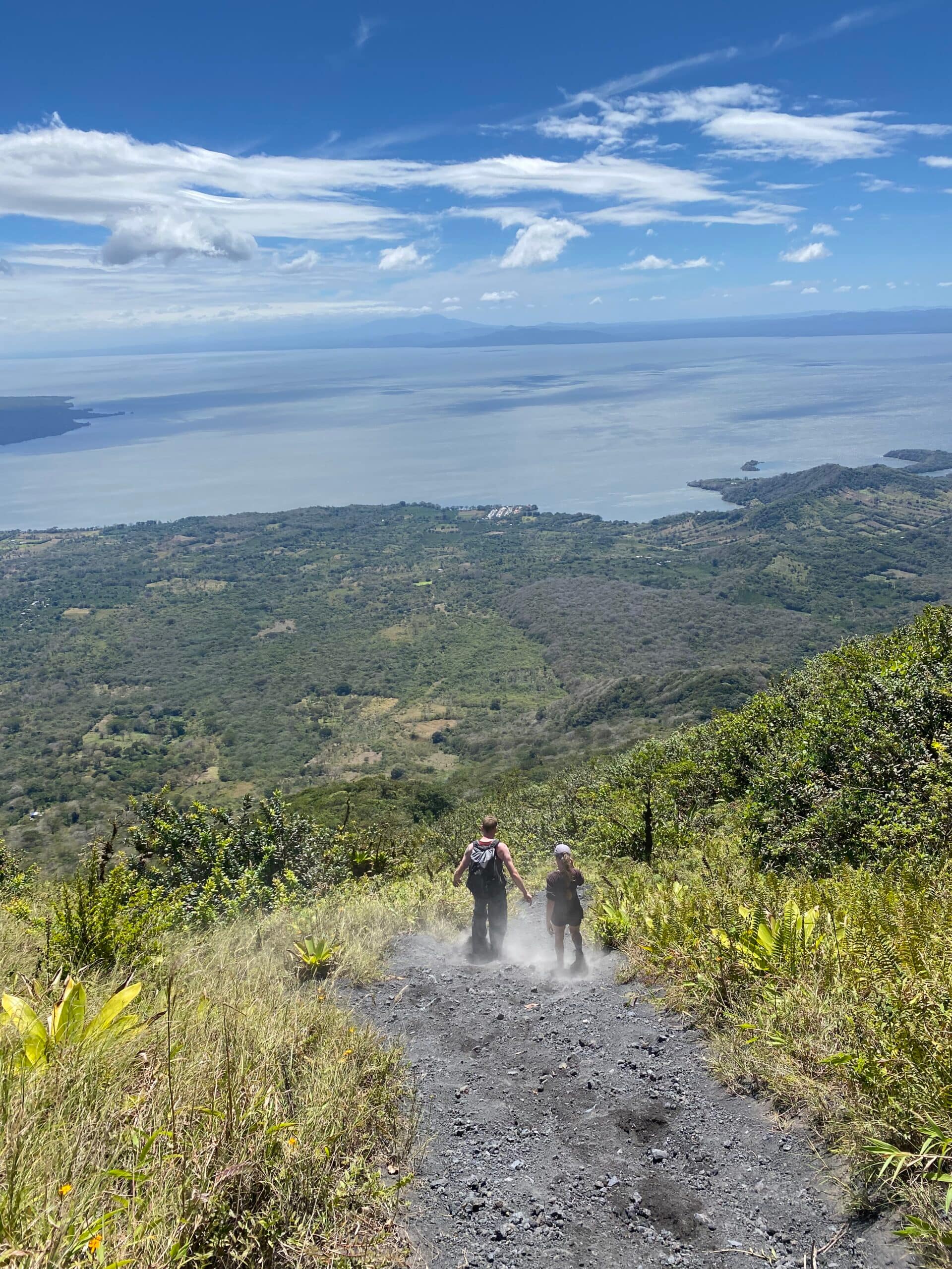 Concepcion Volano Hiking Tour Ometepe Island Hiking down Concepcion Volcano Los Ramos with view of Lake Nicaragua